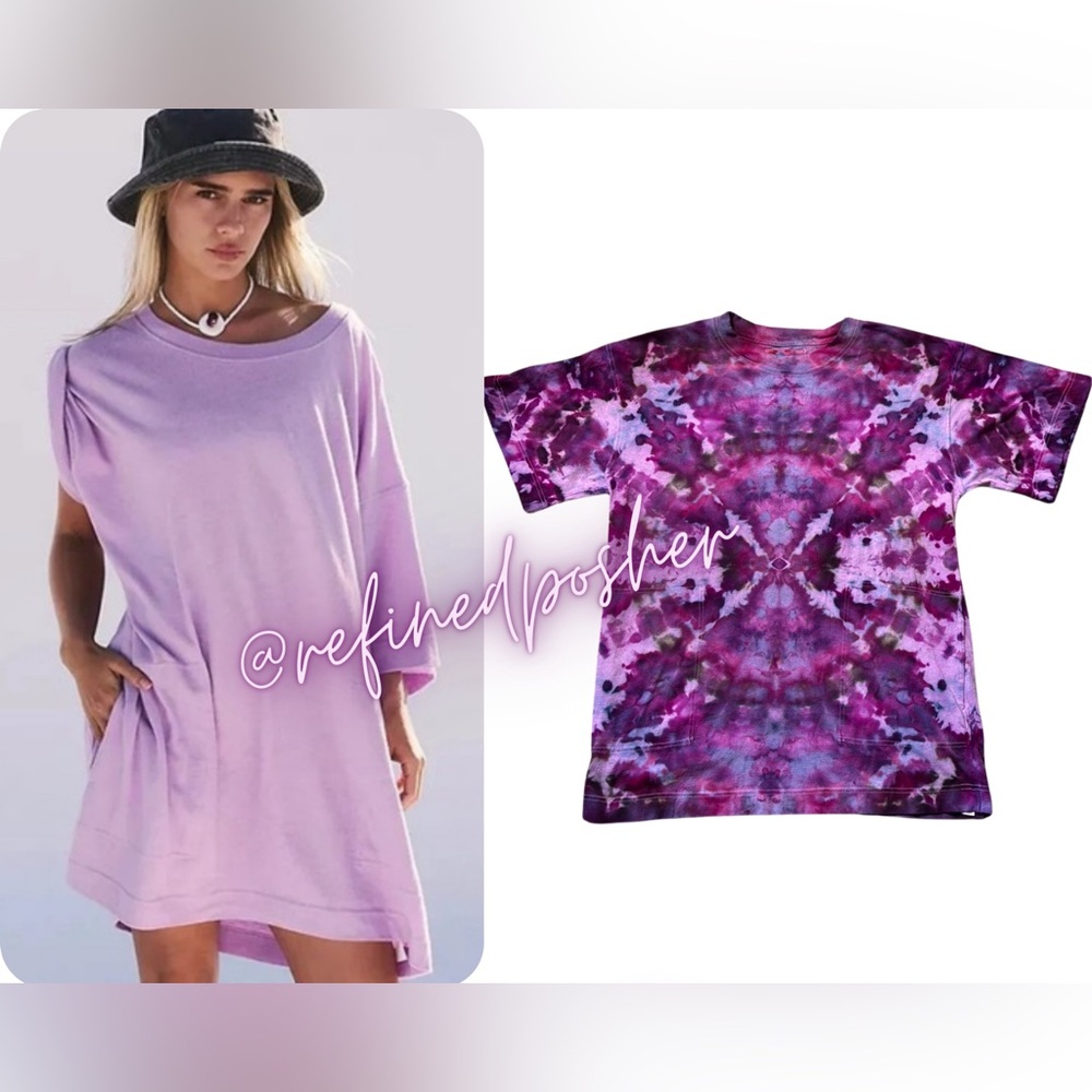 Free People Beach Essential Extreme Tee Mini size XS NEW Lupine Tie Dye